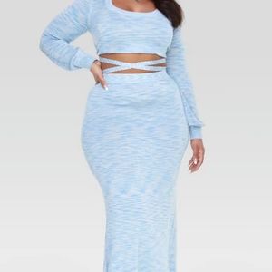 Space dyed maxi skirt and crop pullover